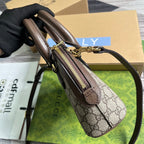 GUCCI OPHIDIA  SHOULDER BAG 20 BEIGE AND EBONY SUPREME CANVAS
