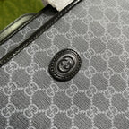 GUCCI BRIEFCASE 40 WITH INTERLOCKING G BLACK CANVAS