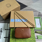 GUCCI MARMONT MINI 18 BAG IN CINNAMON BROWN CALFSKIN
