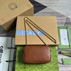 GUCCI MARMONT MINI 18 BAG IN CINNAMON BROWN CALFSKIN