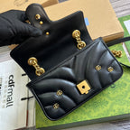 GUCCI MARMONT SMALL 22 BAG IN BLACK LAMBSKIN