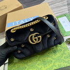 GUCCI MARMONT MINI 22 BAG IN BLACK VELVET