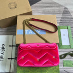 GUCCI MARMONT MEDIUM 26 BAG IN BRIGHT PINK VELVET
