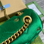 GUCCI MARMONT MINI 22 BAG IN COOL GREEN VELVET