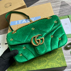 GUCCI MARMONT MEDIUM 26 BAG IN COOL GREEN VELVET