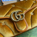 GUCCI MARMONT MEDIUM 26 BAG IN GOLDEN VELVET