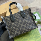 GUCCI OPHIDIA  27 MEDIUM TOTE BAG BLACK DENIM