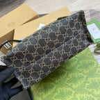 GUCCI OPHIDIA  27 MEDIUM TOTE BAG BLACK DENIM