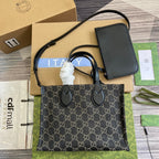GUCCI OPHIDIA  27 MEDIUM TOTE BAG BLACK DENIM