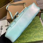 GUCCI MARMONT 26 MEDIUM SHOULDER BAG BLUE IRIDESCENT CALFSKIN