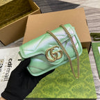 GUCCI MARMONT 16 MINI SHOULDER BAG GREEN IRIDESCENT CALFSKIN