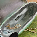 GUCCI MARMONT 16 MINI SHOULDER BAG GREEN IRIDESCENT CALFSKIN