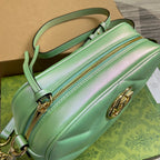 GUCCI MARMONT 24 SMALL MATELASSÉ SHOULDER BAG GREEN IRIDESCENT CALFSKIN