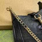 GUCCI JACKIE NOTTE MINI BAG 19 IN BLACK CRACKED LACQUER CALFSKIN GOLD HARDWARE
