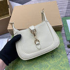GUCCI JACKIE NOTTE MINI BAG 19 IN WHITE CRACKED LACQUER CALFSKIN GOLD HARDWARE