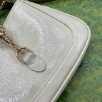 GUCCI JACKIE NOTTE MINI BAG 19 IN WHITE CRACKED LACQUER CALFSKIN GOLD HARDWARE
