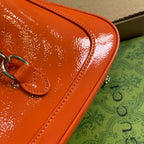 GUCCI JACKIE NOTTE MINI BAG 19 IN ORANGE CRACKED LACQUER CALFSKIN GOLD HARDWARE