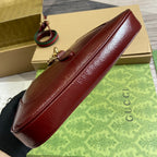 GUCCI JACKIE SMALL SHOULDER BAG 27 IN WINE RED CRACKED LACQUER CALFSKIN GOLD HARDWARE