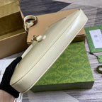 GUCCI JACKIE SMALL SHOULDER BAG 27 IN WHITE CRACKED LACQUER CALFSKIN GOLD HARDWARE