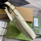 GUCCI JACKIE SMALL SHOULDER BAG 27 IN WHITE CRACKED LACQUER CALFSKIN GOLD HARDWARE