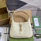GUCCI JACKIE SMALL SHOULDER BAG 27 IN WHITE CRACKED LACQUER CALFSKIN GOLD HARDWARE