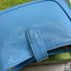 GUCCI JACKIE NOTTE MINI BAG 19 IN OCEAN BLUE CRACKED LACQUER CALFSKIN GOLD HARDWARE