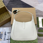 GUCCI JACKIE MEDIUM SHOULDER BAG 35 IN WHITE CALFSKIN GOLD HARDWARE