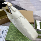 GUCCI JACKIE MEDIUM SHOULDER BAG 35 IN WHITE CALFSKIN GOLD HARDWARE