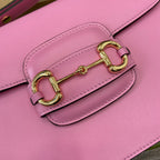 GUCCI HORSEBIT 1955 SHOULDER BAG 25 IN PINK LAMBSKIN GOLD HARDWARE