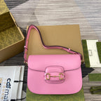 GUCCI HORSEBIT 1955 SHOULDER BAG 25 IN PINK LAMBSKIN GOLD HARDWARE