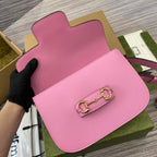 GUCCI HORSEBIT 1955 SHOULDER BAG 25 IN PINK LAMBSKIN GOLD HARDWARE