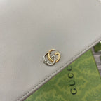 GUCCI MARMONT 20 MINI CHAIN BAG IN WHITE CALFSKIN