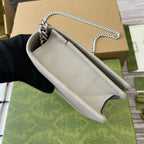 GUCCI MARMONT 20 MINI CHAIN BAG IN WHITE CALFSKIN