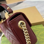 GUCCI MARMONT 13 MINI TOP HANDLE BAG ROSSO ANCORA RED CALFSKIN