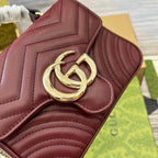 GUCCI MARMONT 13 MINI TOP HANDLE BAG ROSSO ANCORA RED CALFSKIN