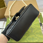 GUCCI MARMONT 13 MINI TOP HANDLE BAG BLACK CALFSKIN