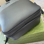 GUCCI MEDIUM 40  BACKPACK WITH TAG BLACK CALFSKIN AND CANVAS