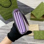 GUCCI CONTINENTAL WALLET 19 IN LIGHT VIOLET EMBOSSED CALFSKIN GOLD HARDWARE