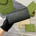 GUCCI CONTINENTAL WALLET 19 IN BLACK EMBOSSED CALFSKIN GOLD HARDWARE