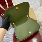 GUCCI BLONDIE SMALL SHOULDER BAG 26 IN JUNIPER GREEN CALFSKIN AND SUEDE GOLD HARDWARE