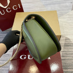 GUCCI BLONDIE SMALL SHOULDER BAG 26 IN JUNIPER GREEN CALFSKIN AND SUEDE GOLD HARDWARE