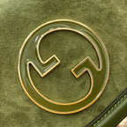 GUCCI BLONDIE MINI SHOULDER BAG 21 IN JUNIPER GREEN CALFSKIN AND SUEDE GOLD HARDWARE