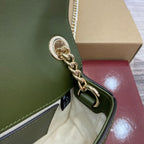 GUCCI BLONDIE MINI SHOULDER BAG 21 IN JUNIPER GREEN CALFSKIN AND SUEDE GOLD HARDWARE