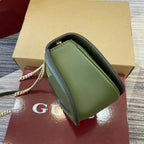 GUCCI BLONDIE MINI SHOULDER BAG 21 IN JUNIPER GREEN CALFSKIN AND SUEDE GOLD HARDWARE