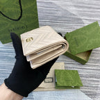GUCCI MARMONT CARD CASE 11 IN BEIGE CALFSKIN