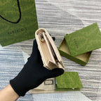 GUCCI MARMONT CARD CASE 11 IN BEIGE CALFSKIN