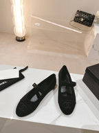 CHANEL mary jane flat black corduroy
