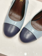 CHANEL HIGH SLINGBACKS LIGHT BLUE MIX BLACK SHEEPSKIN