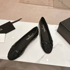 CHANEL Double C New Ballet Flats Black Lambskin