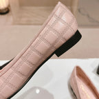 CHANEL Double C New Ballet Flats Light Pink Black Lambskin
